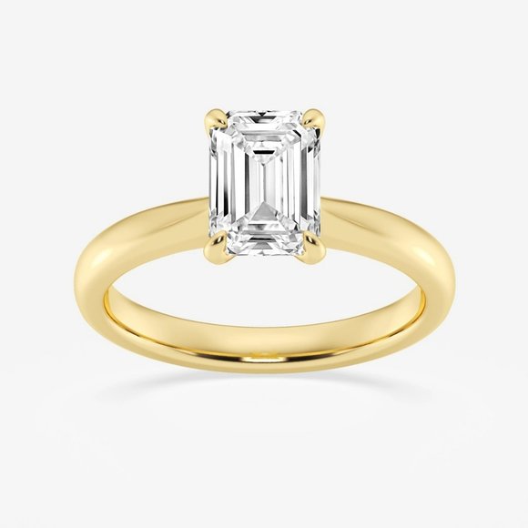 1 1/2 ctw Emerald Lab Grown Diamond Petite Solitaire Engagement Ring - Picture 3 of 6